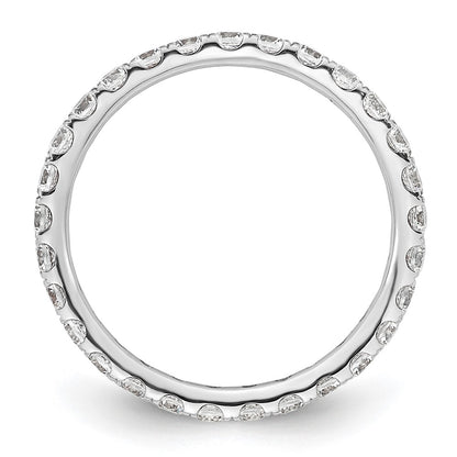 Solid Real 14k White Gold Polished U Shared Prong 1ct CZ Eternity Wedding Band Ring