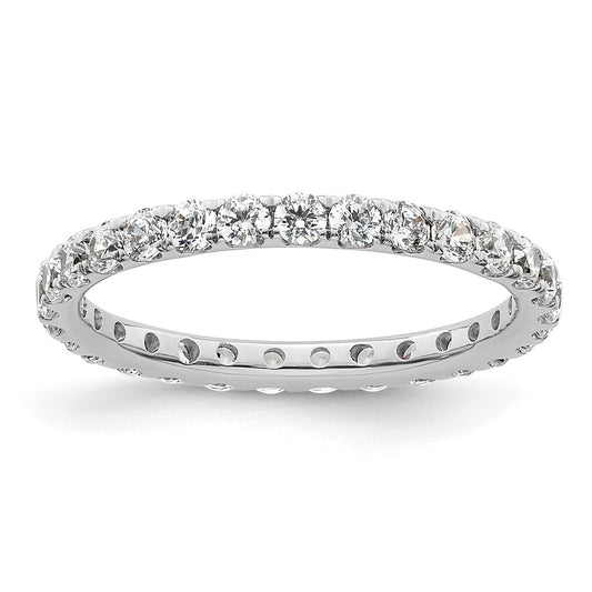 Solid Real 14k White Gold Polished U Shared Prong 1ct CZ Eternity Wedding Band Ring