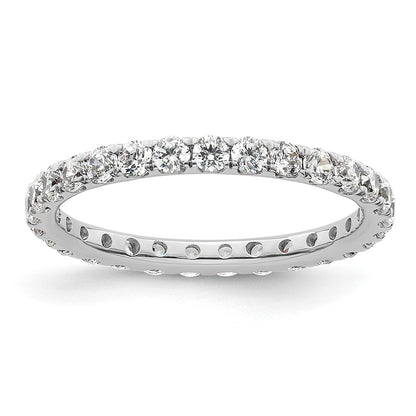 Solid Real 14k White Gold Polished U Shared Prong 1ct CZ Eternity Wedding Band Ring