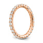 Solid Real 14k Rose Gold Polished U Shared Prong 1ct CZ Eternity Wedding Band Ring