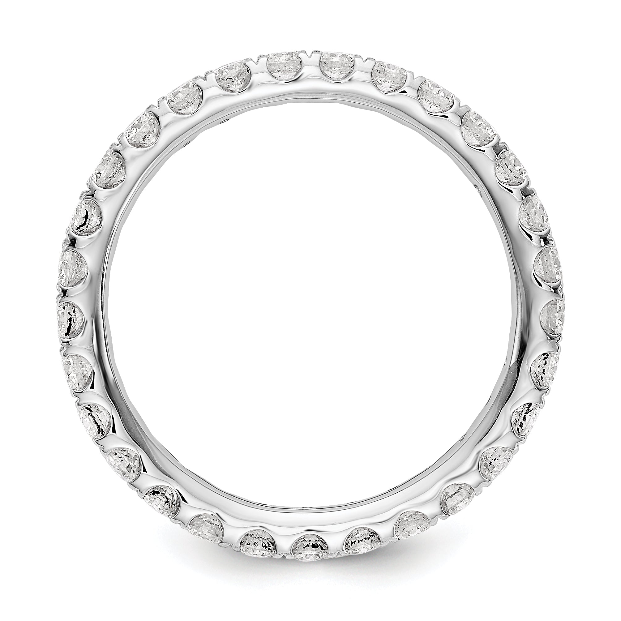 Solid Real 14k White Gold Polished U Shared Prong 1ct CZ Eternity Wedding Band Ring