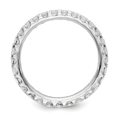 Solid Real 14k White Gold Polished U Shared Prong 1ct CZ Eternity Wedding Band Ring