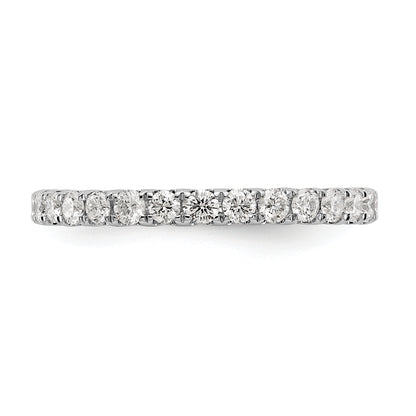 Solid Real 14k White Gold Polished U Shared Prong 1ct CZ Eternity Wedding Band Ring