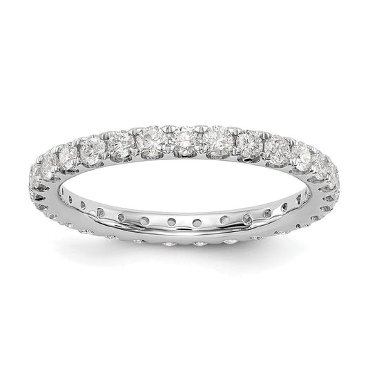 Solid Real 14k White Gold Polished U Shared Prong 1ct CZ Eternity Wedding Band Ring