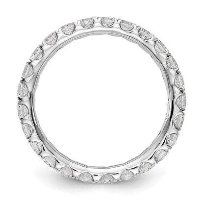 Solid Real 14k White Gold U Shared Prong CZ Eternity Wedding Band Ring