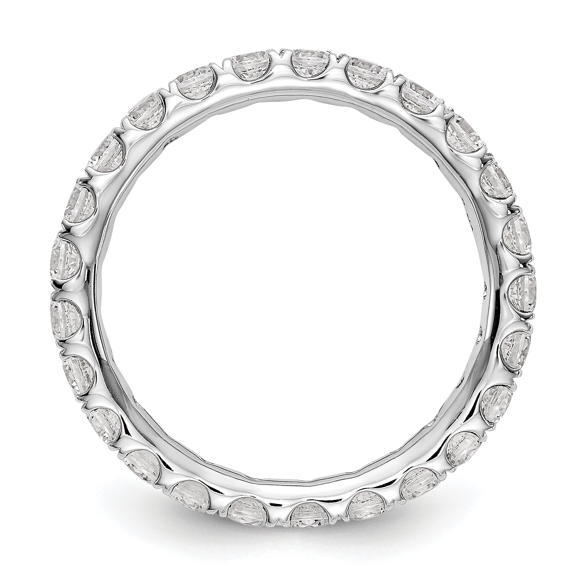Solid Real 14k White Gold 1 1/2CT U Shared Prong CZ Eternity Wedding Band Ring