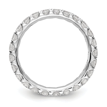 Solid Real 14k White Gold 1 1/2CT U Shared Prong CZ Eternity Wedding Band Ring
