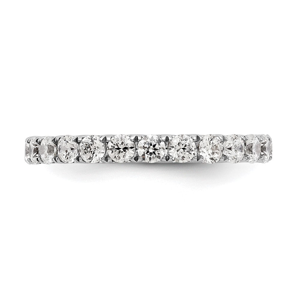 Solid Real 14k White Gold U Shared Prong CZ Eternity Wedding Band Ring