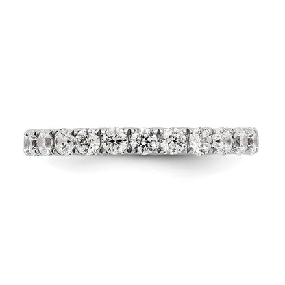 Solid Real 14k White Gold U Shared Prong CZ Eternity Wedding Band Ring