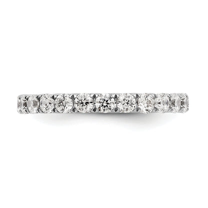 Solid Real 14k White Gold 1 1/2CT U Shared Prong CZ Eternity Wedding Band Ring