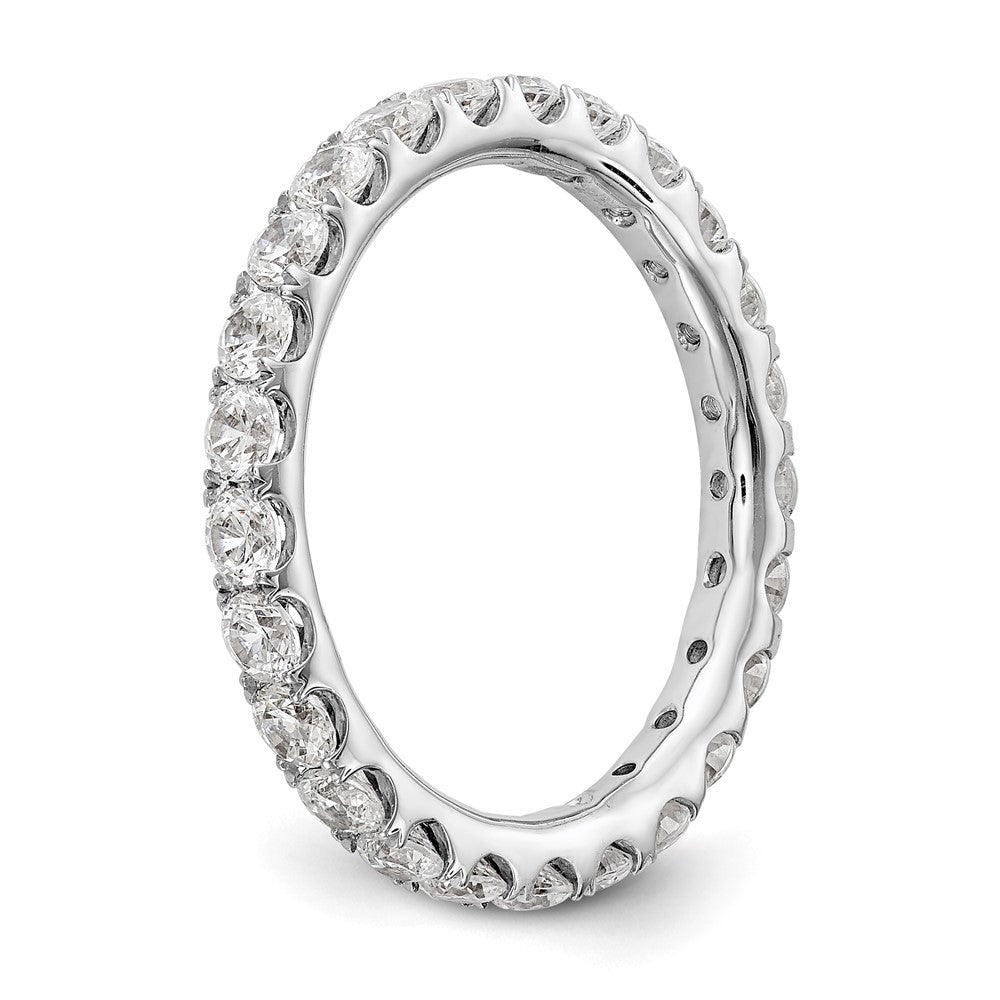 Solid Real 14k White Gold U Shared Prong CZ Eternity Wedding Band Ring