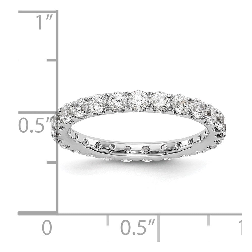 Solid Real 14k White Gold U Shared Prong CZ Eternity Wedding Band Ring