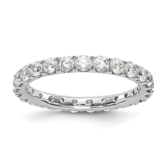 Solid Real 14k White Gold 1 1/2CT U Shared Prong CZ Eternity Wedding Band Ring