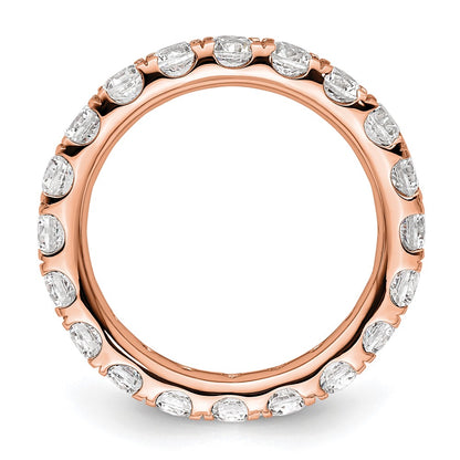 Solid Real 14k Rose Gold Polished U Shared Prong 2ct CZ Eternity Wedding Band Ring