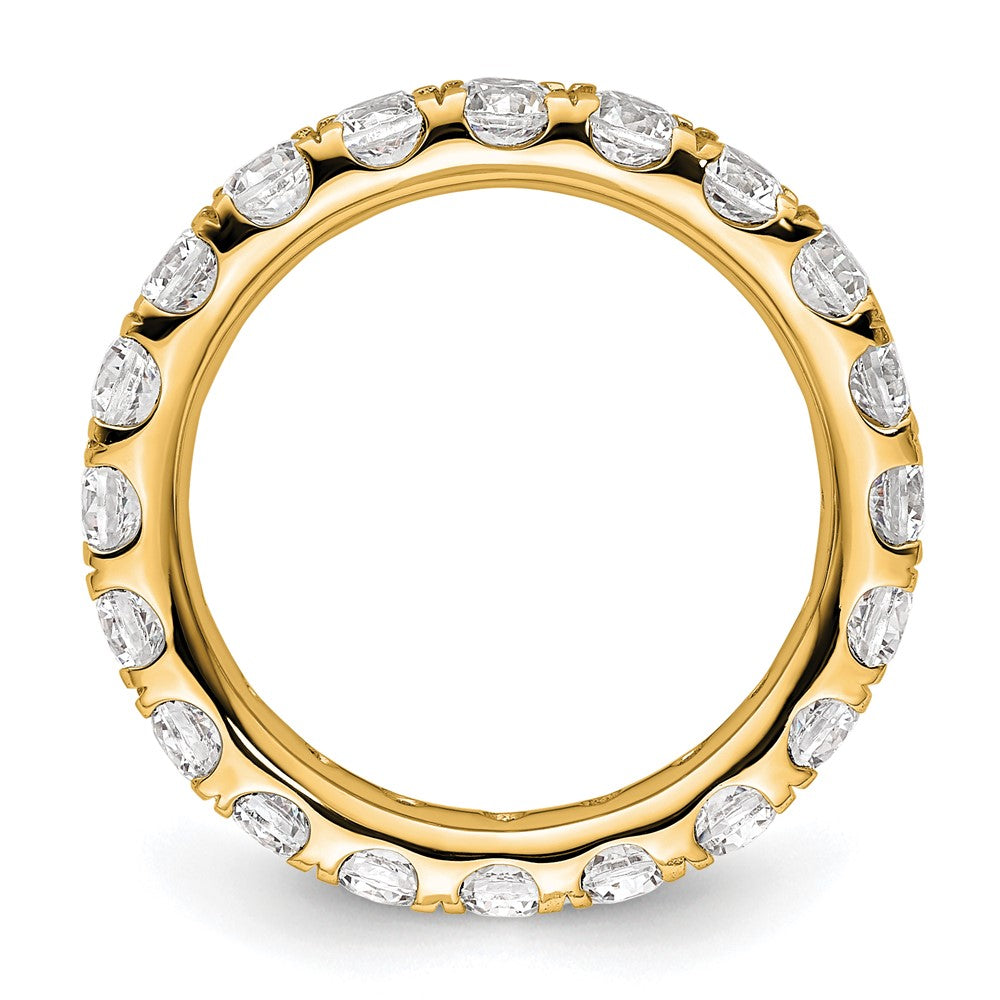 Solid Real 14k Polished U Shared Prong 2ct CZ Eternity Wedding Band Ring