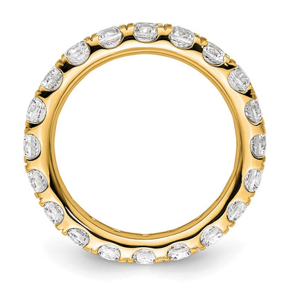 Solid Real 14k Polished U Shared Prong 2ct CZ Eternity Wedding Band Ring