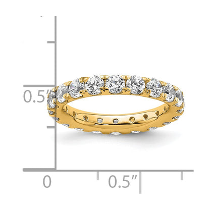 Solid Real 14k Polished U Shared Prong 2ct CZ Eternity Wedding Band Ring