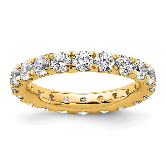 Solid Real 14k Polished U Shared Prong 2ct CZ Eternity Wedding Band Ring