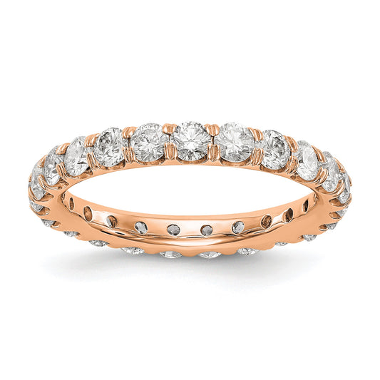 2 ct Natural Diamond Wedding Ring Womens U-Prong Eternity Band 14k Rose Gold