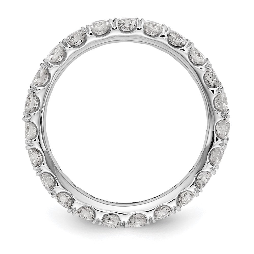 Solid Real 14k White Gold Polished U Shared Prong 2ct CZ Eternity Wedding Band Ring