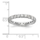 Solid Real 14k White Gold Polished U Shared Prong 2ct CZ Eternity Wedding Band Ring