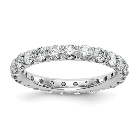 Solid Real 14k White Gold Polished U Shared Prong 2ct CZ Eternity Wedding Band Ring