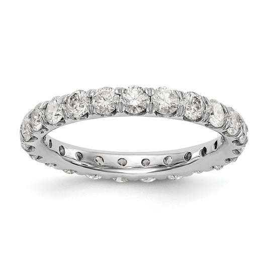 Solid Real 14k White Gold Polished U Shared Prong 2ct CZ Eternity Wedding Band Ring