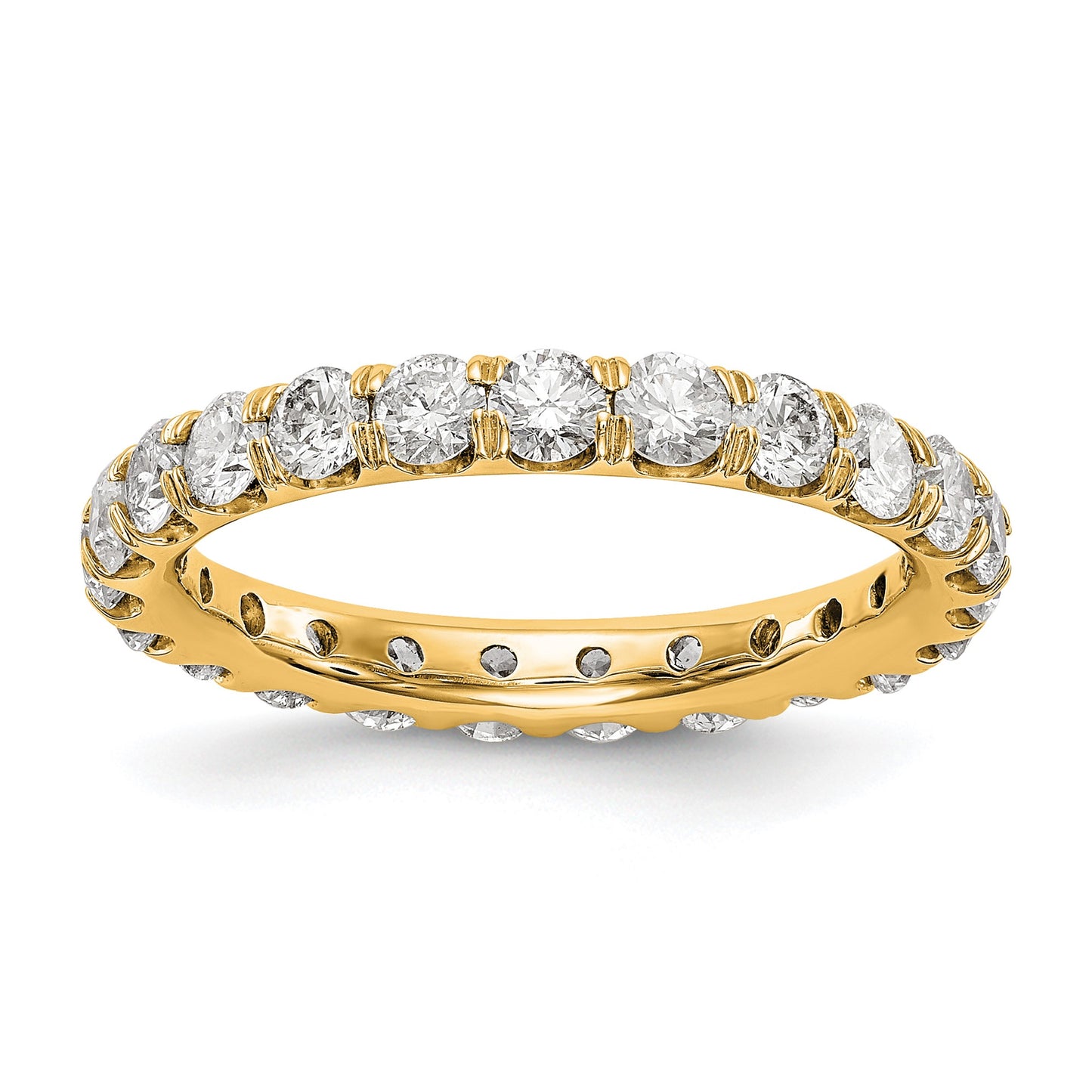 2 ct Natural Diamond Wedding Ring Womens U-Prong Eternity Band 14k Yellow Gold
