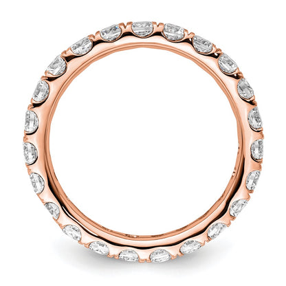 Solid Real 14k Rose Gold Polished U Shared Prong 2ct CZ Eternity Wedding Band Ring