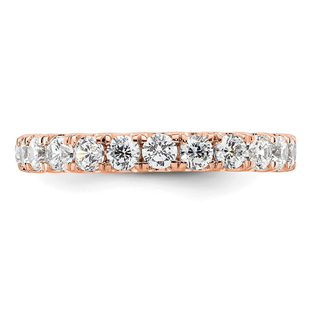 Solid Real 14k Rose Gold Polished U Shared Prong 2ct CZ Eternity Wedding Band Ring