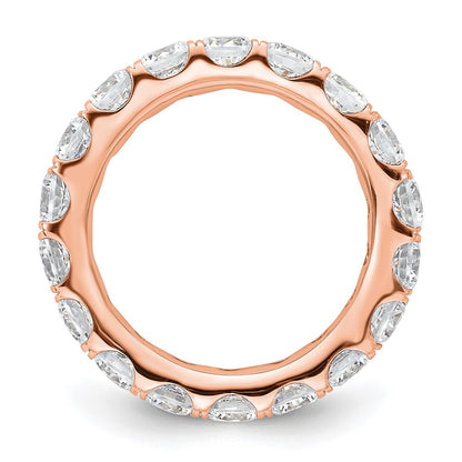 Solid Real 14k Rose Gold Polished U Shared Prong 3ct CZ Eternity Wedding Band Ring
