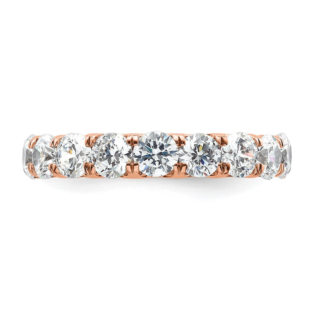 Solid Real 14k Rose Gold Polished U Shared Prong 3ct CZ Eternity Wedding Band Ring