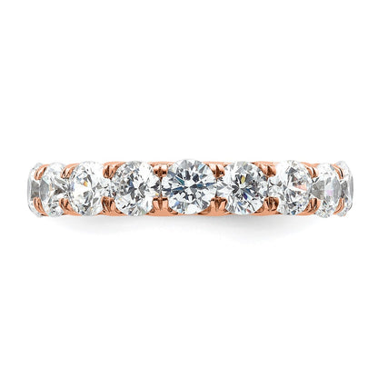 Solid Real 14k Rose Gold Polished U Shared Prong 3ct CZ Eternity Wedding Band Ring