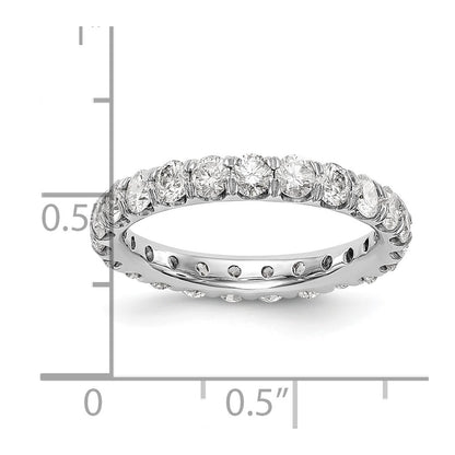 Solid Real 14k White Gold Polished U Shared Prong 3ct CZ Eternity Wedding Band Ring