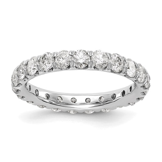 Solid Real 14k White Gold Polished U Shared Prong 3ct CZ Eternity Wedding Band Ring