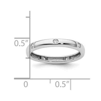Solid Real 14k White Gold 1/10CT Polished Bezel Set CZ Eternity Wedding Band Ring