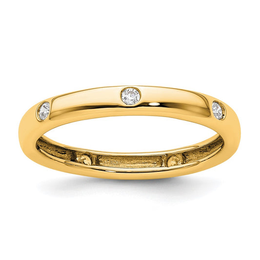 Solid Real 14k 1/10CT Polished Bezel Set CZ Eternity Wedding Band Ring