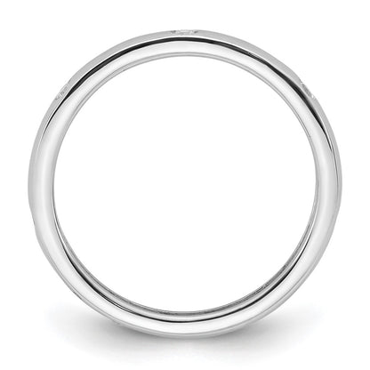 Solid Real 14k White Gold 1/10CT Polished Bezel Set CZ Eternity Wedding Band Ring