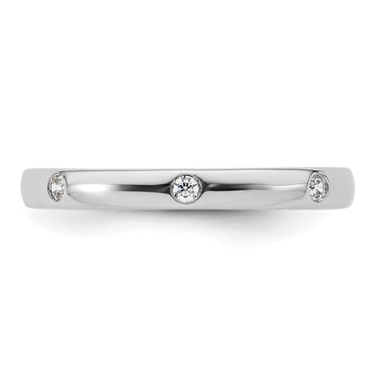 Solid Real 14k White Gold 1/10CT Polished Bezel Set CZ Eternity Wedding Band Ring
