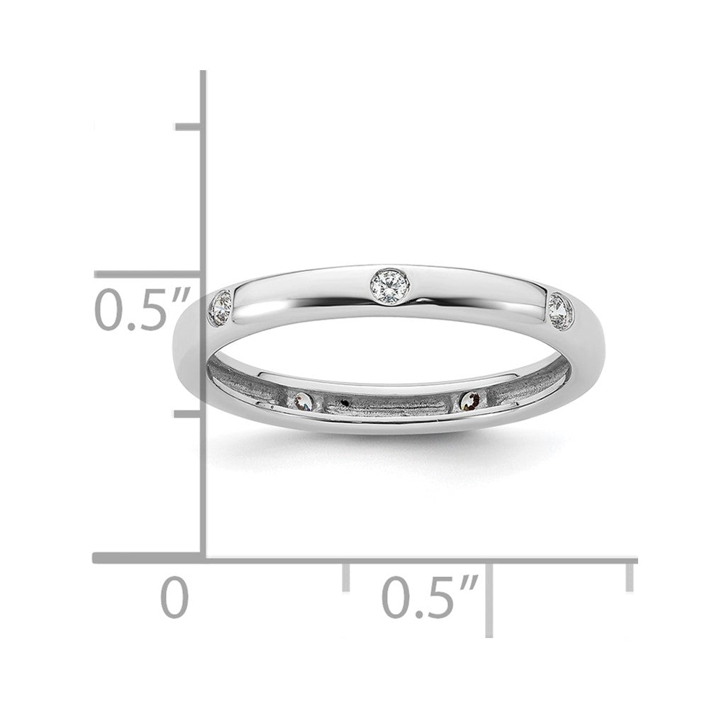 Solid Real 14k White Gold 1/10CT Polished Bezel Set CZ Eternity Wedding Band Ring