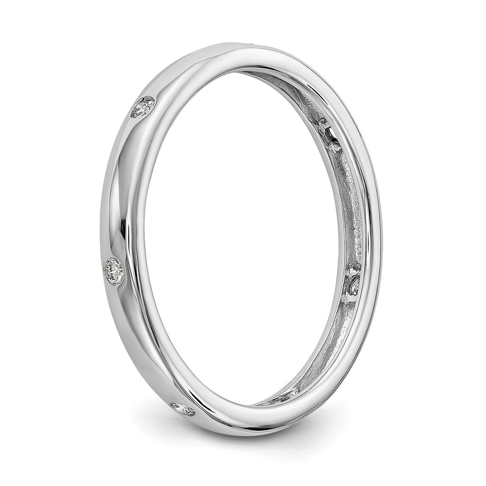 Solid Real 14k White Gold 1/10CT Polished Bezel Set CZ Eternity Wedding Band Ring