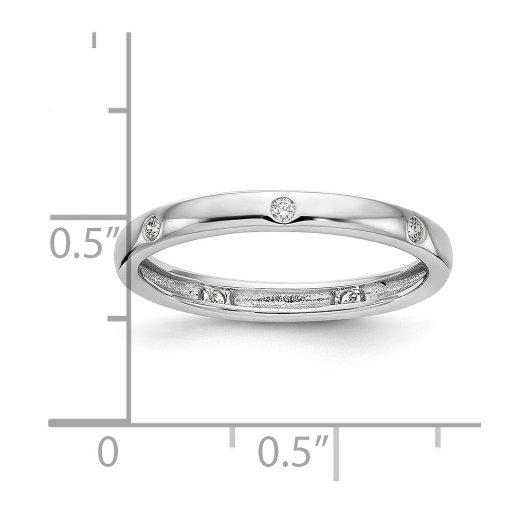 Solid Real 14k White Gold 1/10CT Polished Bezel Set CZ Eternity Wedding Band Ring