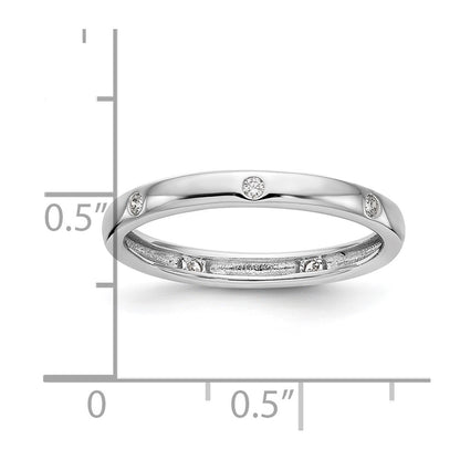 Solid Real 14k White Gold 1/10CT Polished Bezel Set CZ Eternity Wedding Band Ring