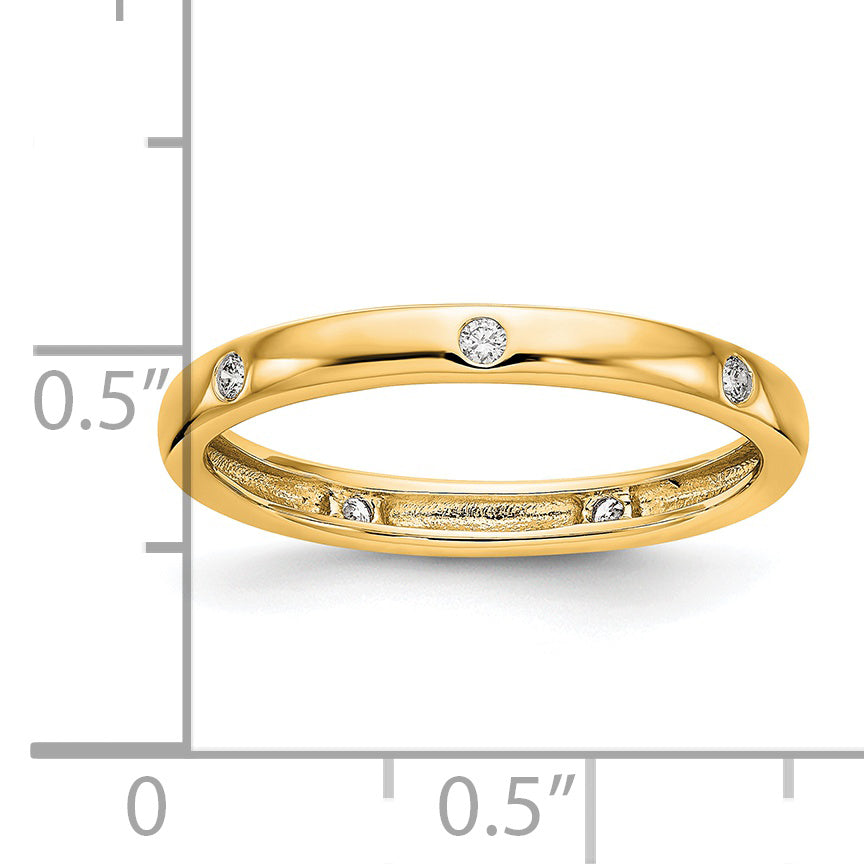 Solid Real 14k 1/10CT Polished Bezel Set CZ Eternity Wedding Band Ring