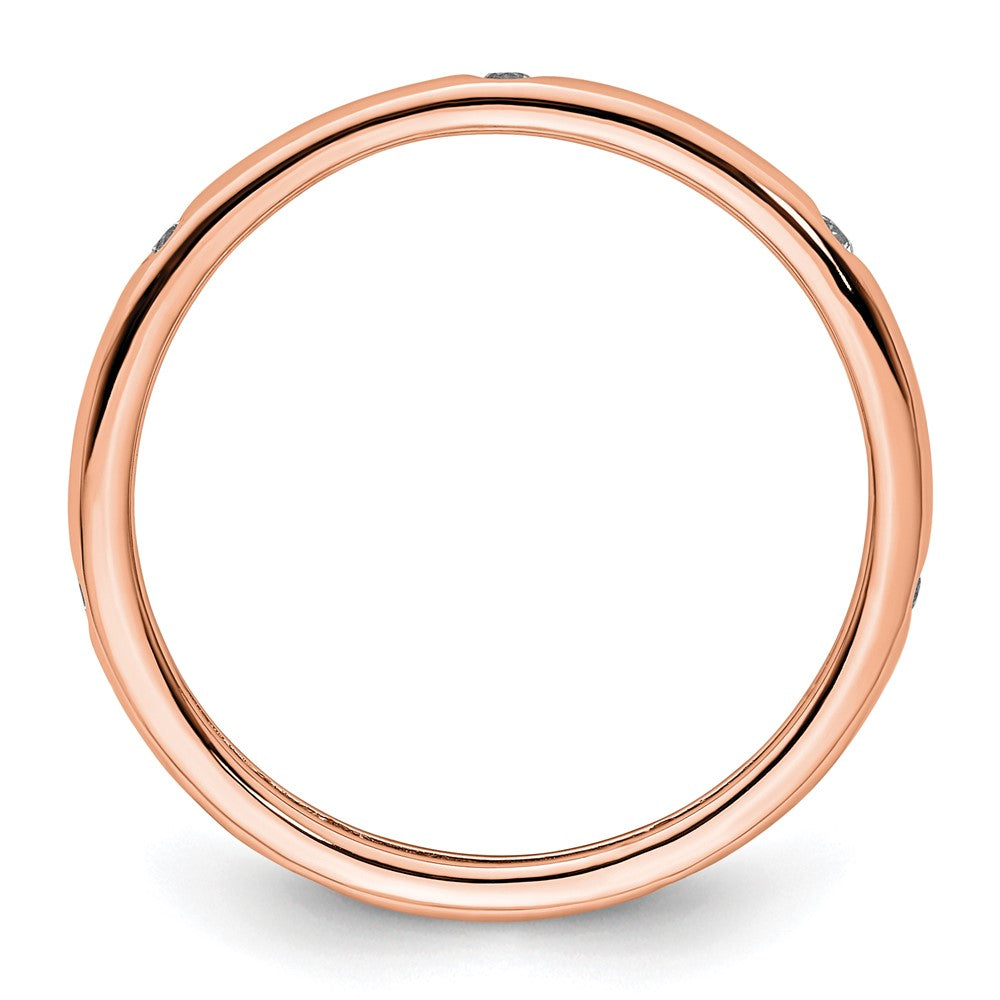 Solid Real 14k Rose Gold 1/10CT Polished Bezel Set CZ Eternity Wedding Band Ring