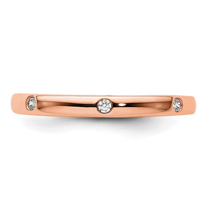 Solid Real 14k Rose Gold 1/10CT Polished Bezel Set CZ Eternity Wedding Band Ring