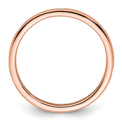 Solid Real 14k Rose Gold 1/10CT Polished Bezel Set CZ Eternity Wedding Band Ring