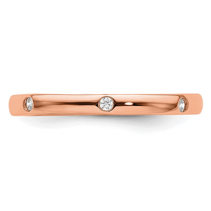 Solid Real 14k Rose Gold 1/10CT Polished Bezel Set CZ Eternity Wedding Band Ring