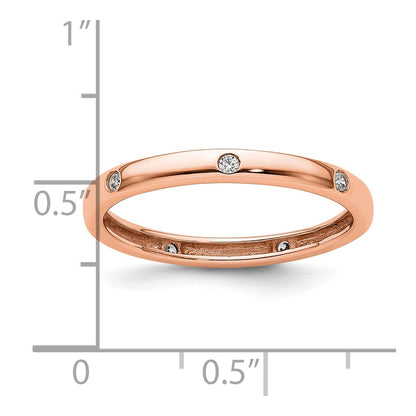 Solid Real 14k Rose Gold 1/10CT Polished Bezel Set CZ Eternity Wedding Band Ring