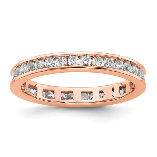 Solid Real 14k Rose Gold Polished 1/2ct Channel Set CZ Eternity Wedding Band Ring